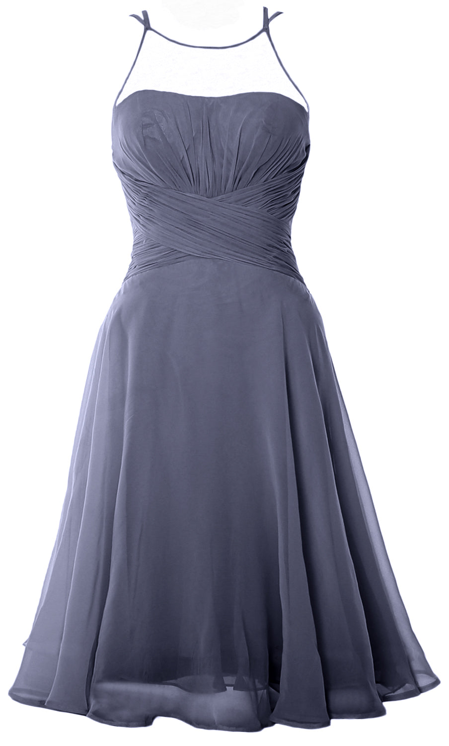 Vestido de cóctel corto elegante con ilusión de MACloth, vestido formal de gasa para boda o fiesta