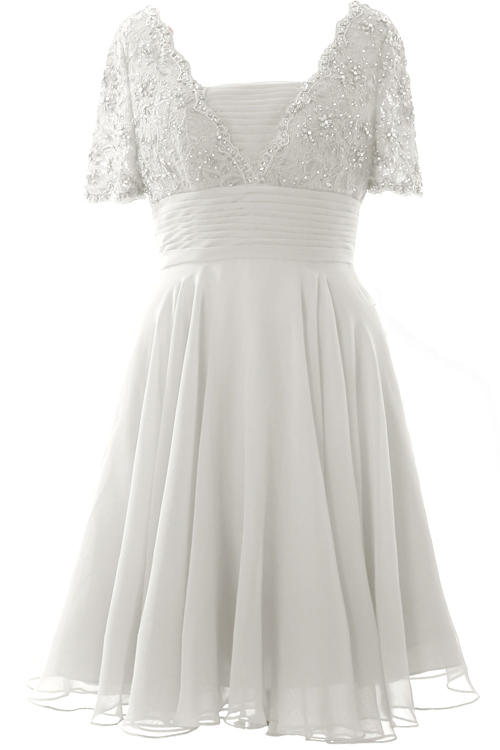 MACloth Damen Kleid für die Brautmutter, kurze Ärmel, Spitze, für Hochzeit, Party, formelles Kleid