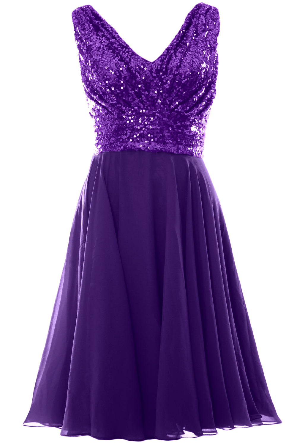 MACloth Women V Neck Sequin Short Wedding Bridesmaid Dresses Mother of Bride