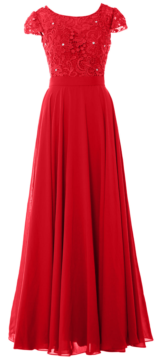 MACloth Damen Kleider für die Brautmutter mit Flügelärmeln, für Hochzeit, Brautjungfer, Probe