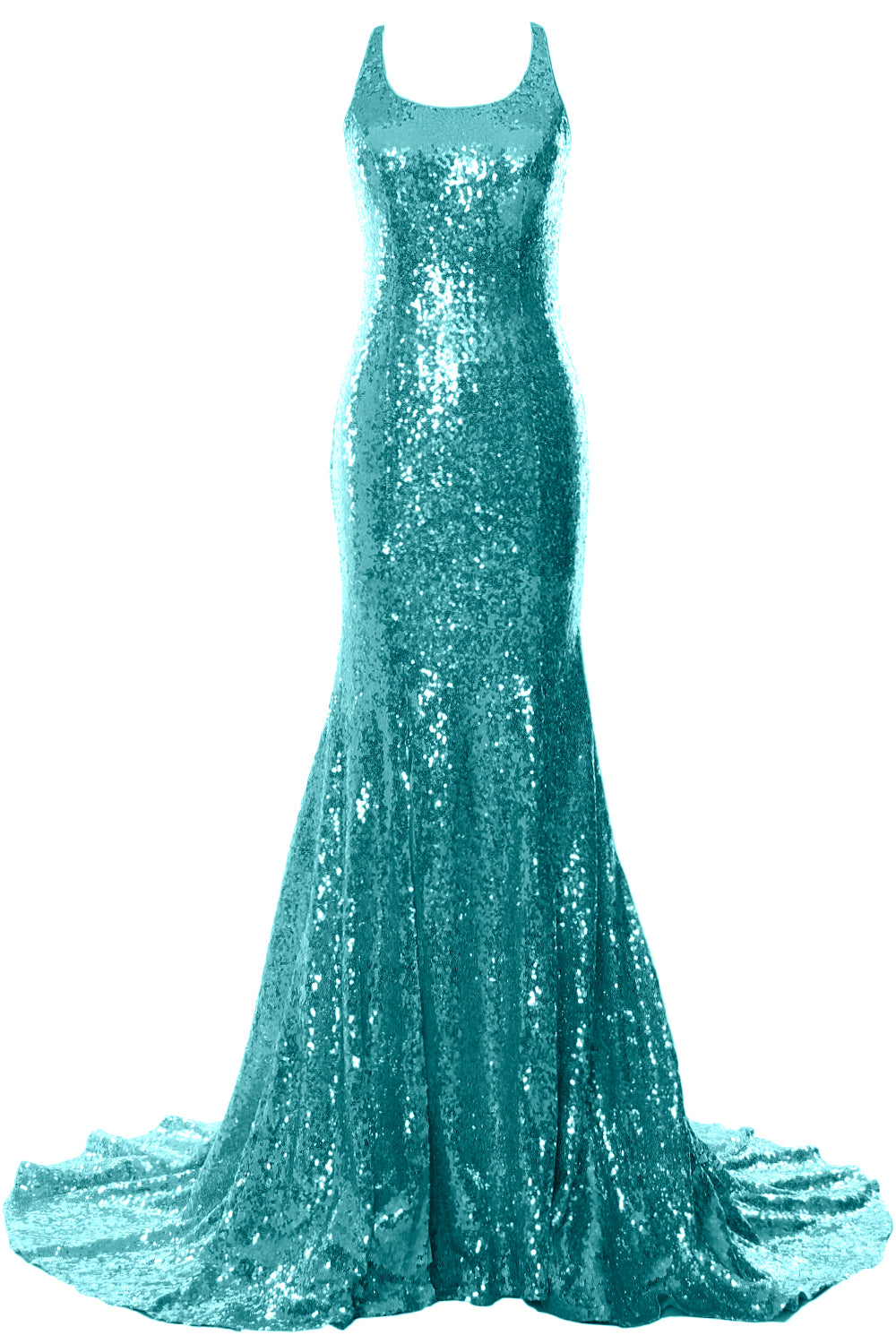 MACloth Vestidos de fiesta de sirena sin mangas con lentejuelas para fiesta de bodas Vestido de noche formal