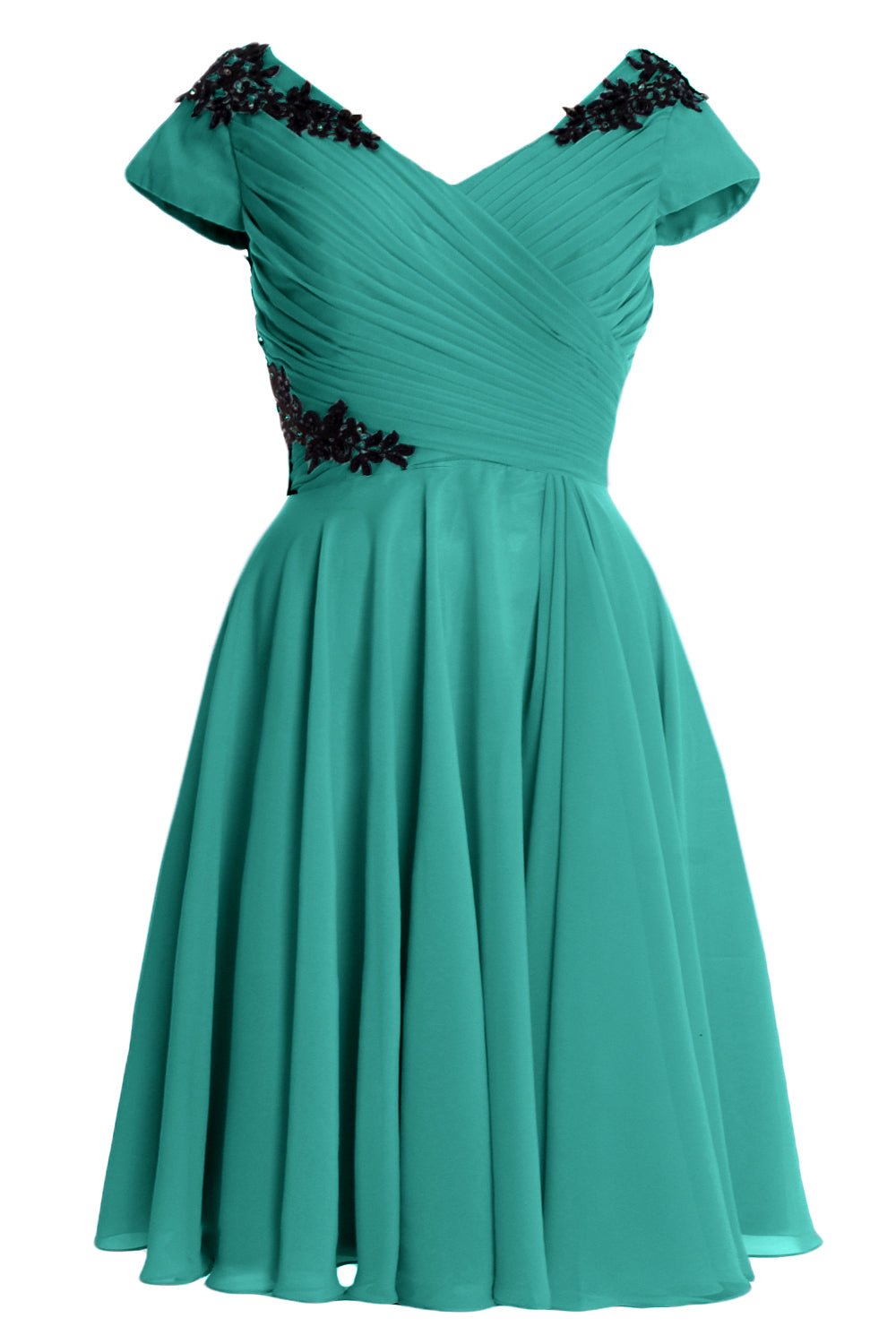 MACloth Damen Kleider für die Brautmutter und den Bräutigam, kurz, Flügelärmel, Brautjungfer, BD MoH