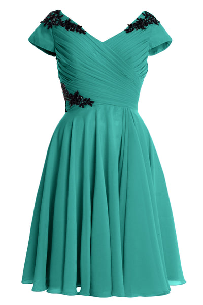 MACloth Women Mother of Bride Groom Dresses Short Cap Sleeve Bridesmaid BD MoH