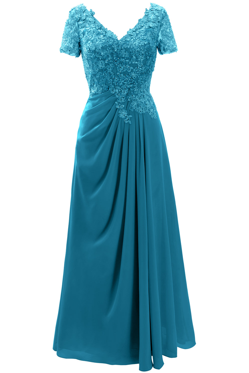 MACloth Damen Kleider für die Brautmutter, kurzärmlig, Spitze, für Hochzeit, Abendkleid