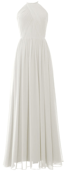 MACLoth Halter Long Bridesmaid Dresses Wedding Formal Evening Gown MoH