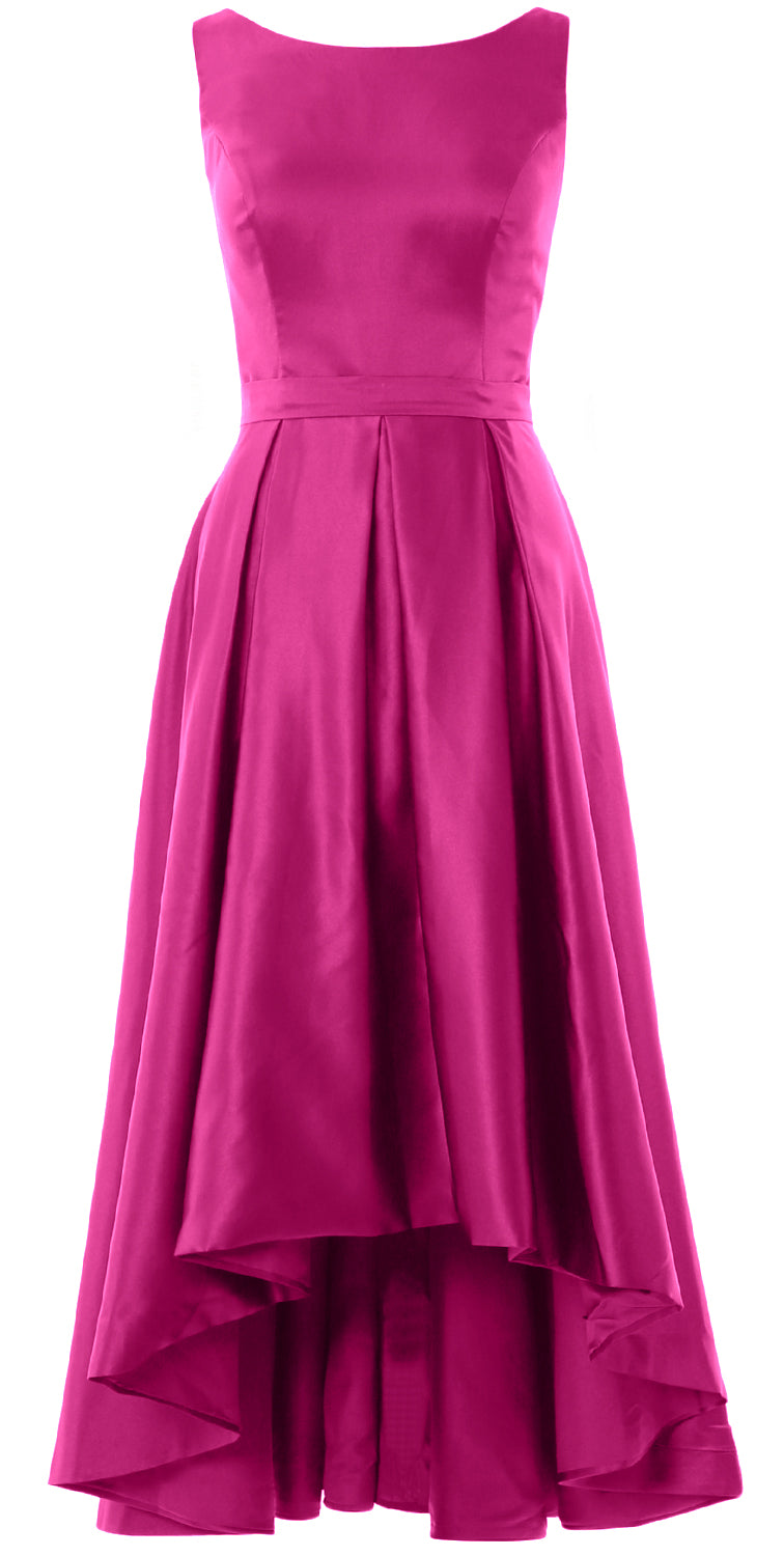 MACloth Hi-Lo Brautjungfernkleider Ärmellos Cocktail Hochzeit Party Abendkleid