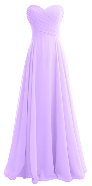 MACloth Women Sweetheart Chiffon A Line Long Bridesmaid Dresses Wedding Maxi