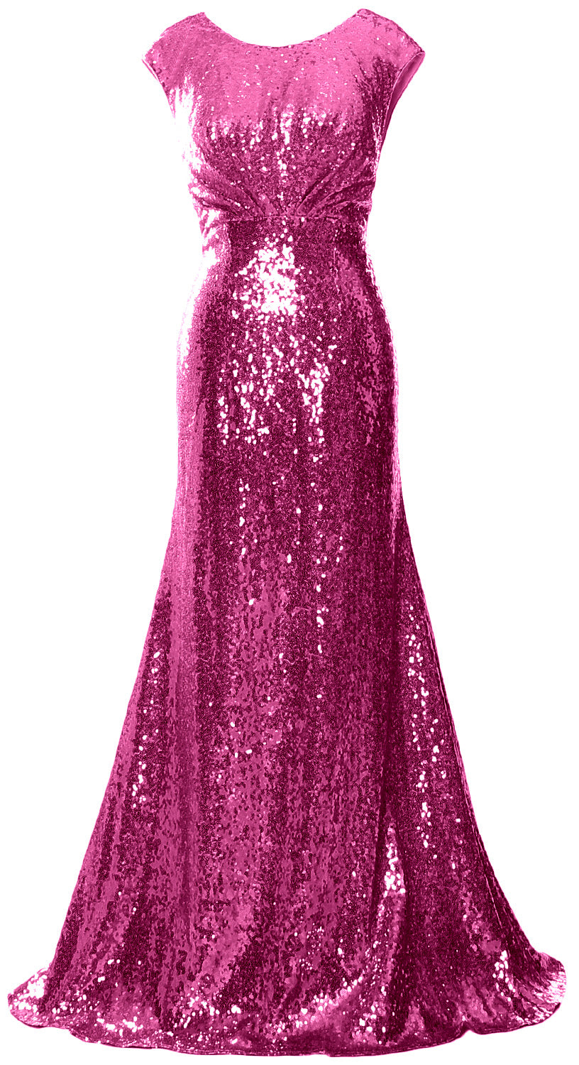 MACloth Damen Kleider für die Brautmutter mit Flügelärmeln und Pailletten, formelles Brautjungfernkleid