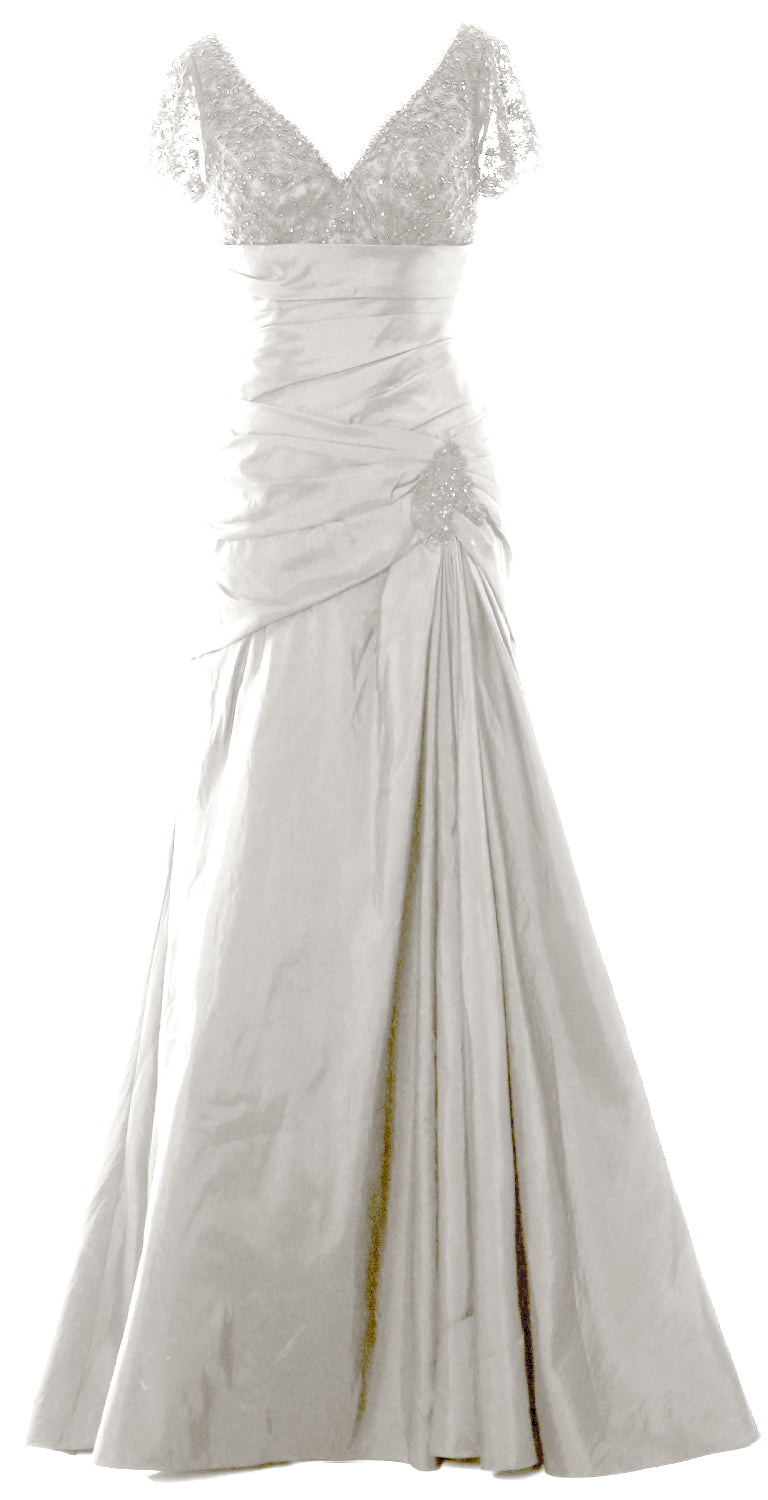 MACloth Mother of Bride Dresses Mermaid Short Sleeves Evening Party Formal Gown