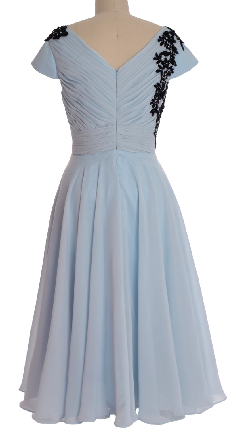 MACloth Damen Kleider für die Brautmutter, V-Ausschnitt, Flügelärmel, wadenlang, Hochzeitsgast