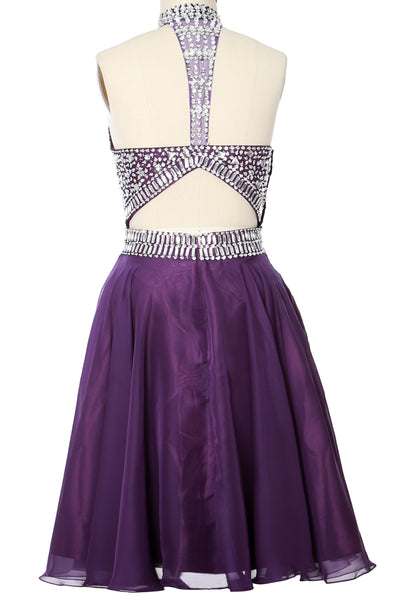 MACloth Gorgeous Halter Prom Homecoming Dress High Neck Cocktail Formal Gown