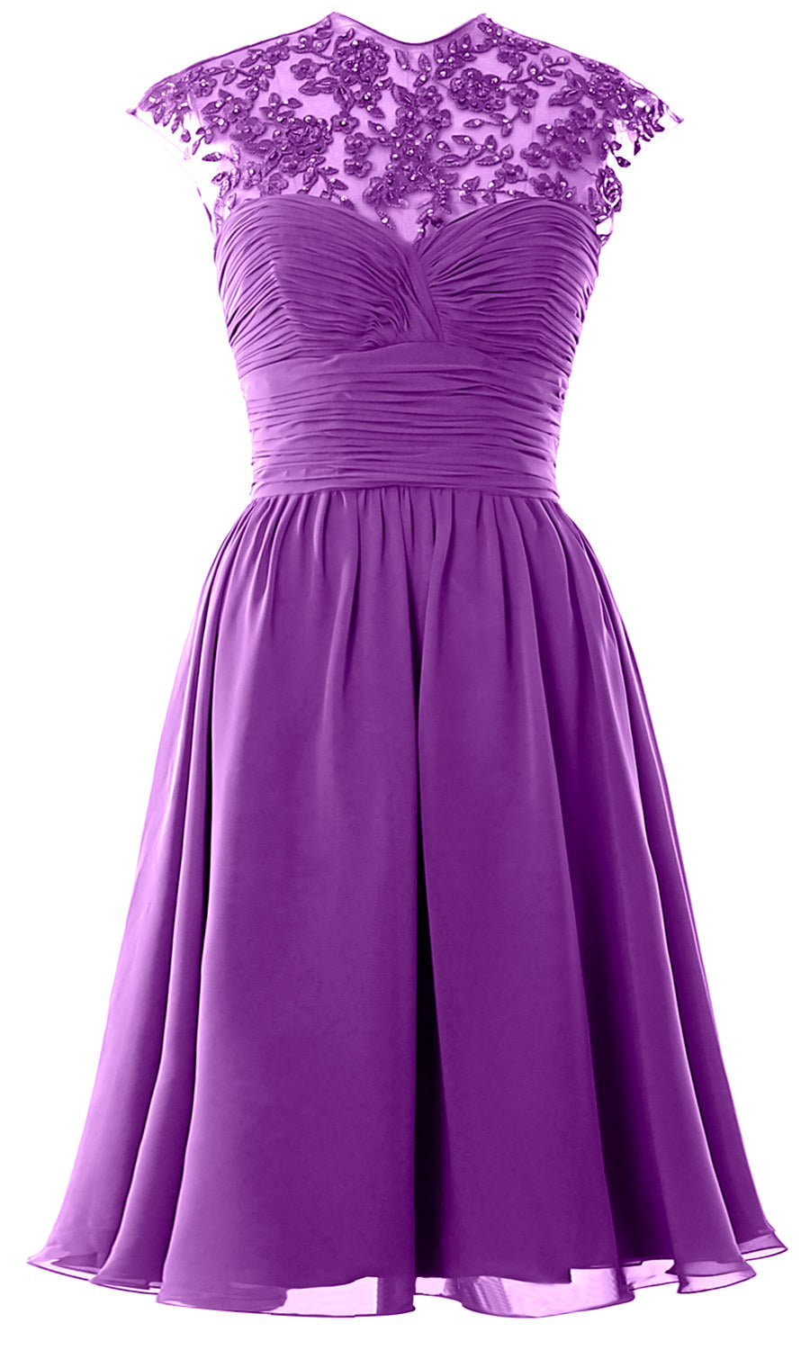 Women High Neck Cap Sleeve Lace Short Bridesmaid Dress Wedding Party Ball Gown