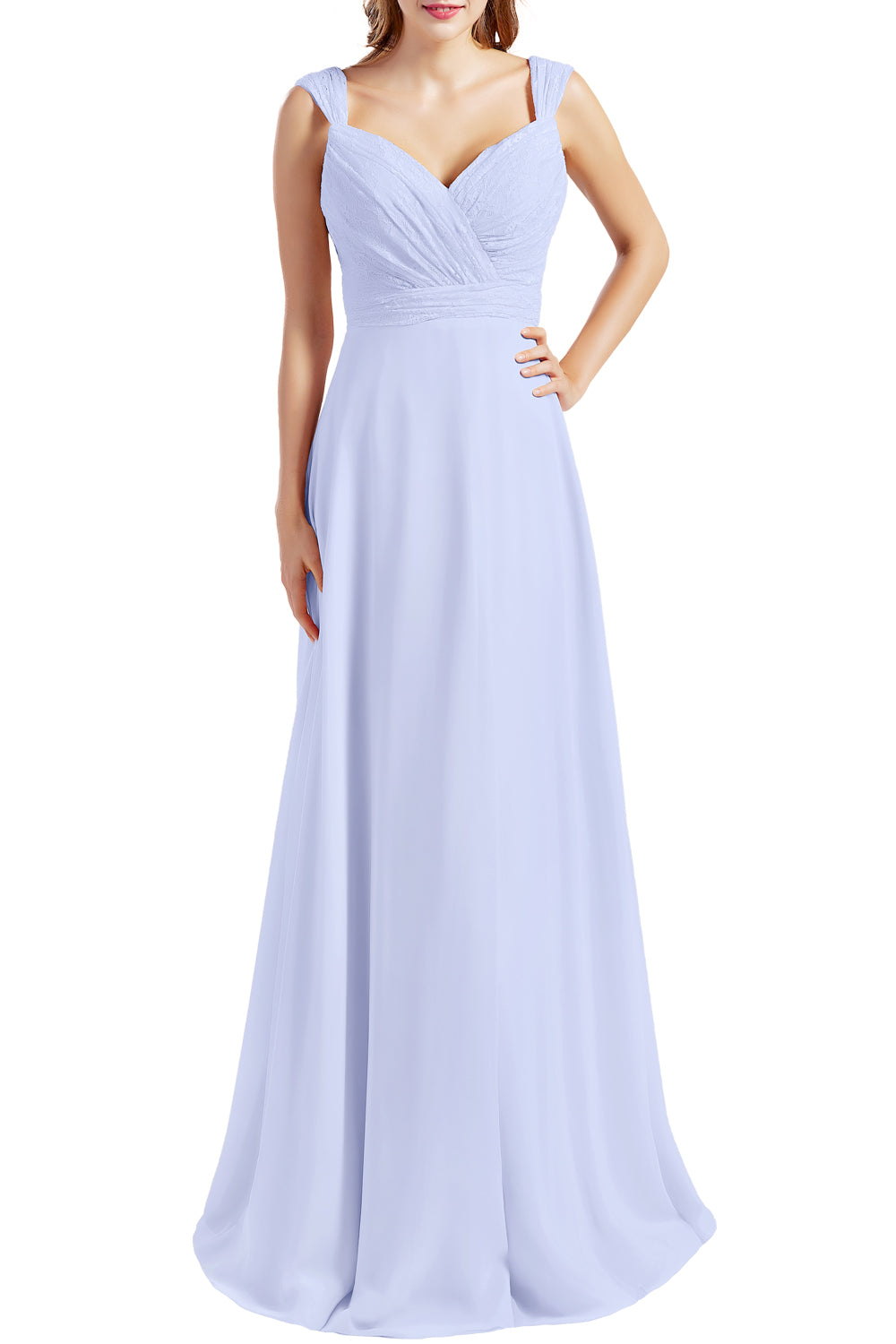 MACloth Damen Brautjungfernkleid mit Spitzenmieder, Chiffon, lang, formelles Abendkleid