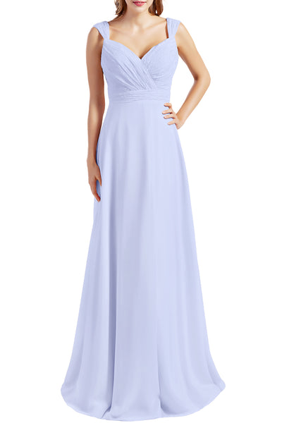 MACloth Women Lace Bodice Chiffon Long Bridesmaid Dresses Formal Evening Gown