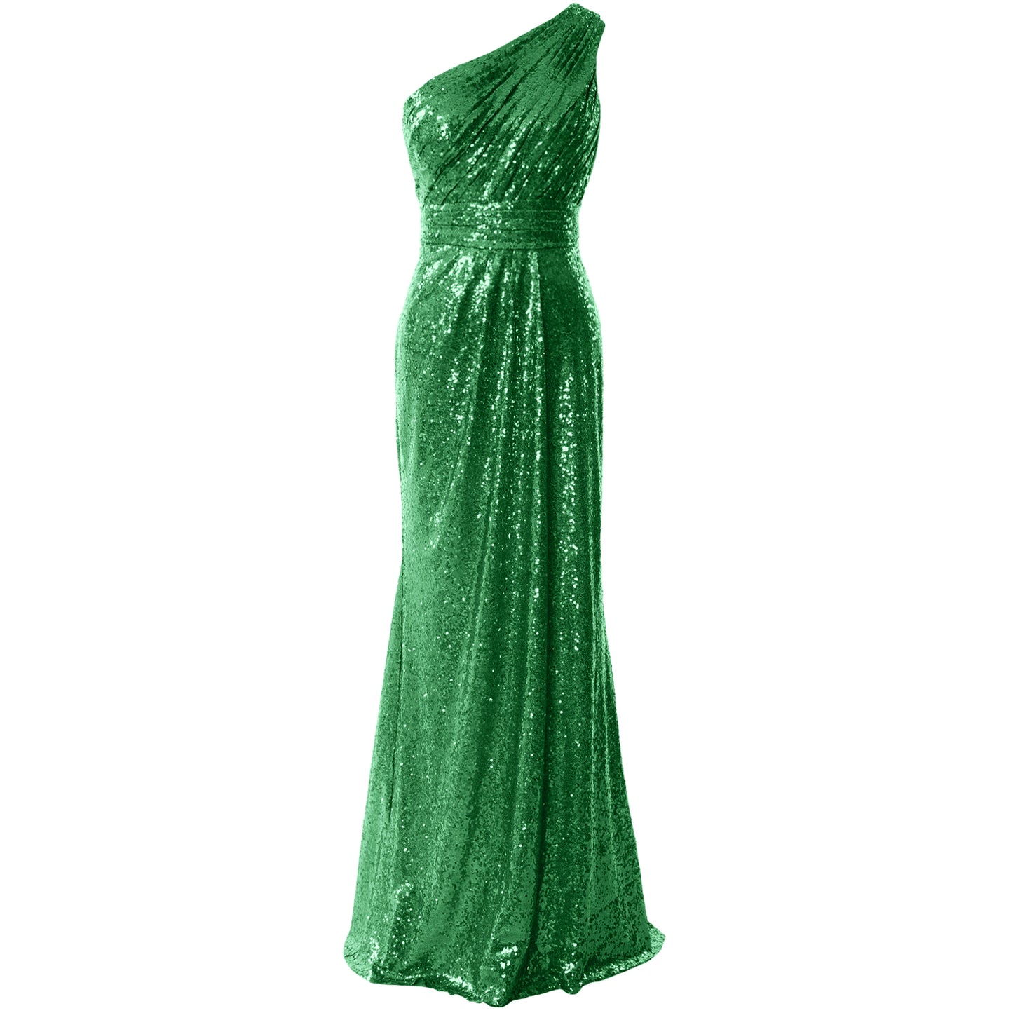 MACloth Damen Brautjungfernkleider One-Shoulder Pailletten Langes formelles Kleid Braut
