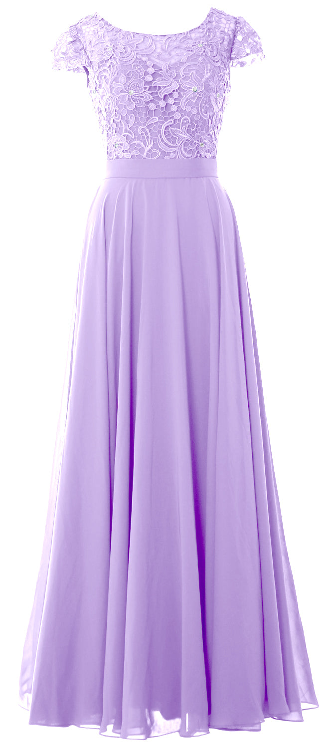 MACloth Damen Kleider für die Brautmutter mit Flügelärmeln, für Hochzeit, Brautjungfer, Probe