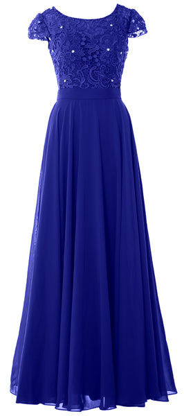 MACloth Women Mother of Bride Dresses Cap Sleeves Wedding Bridesmaid Rehearsal