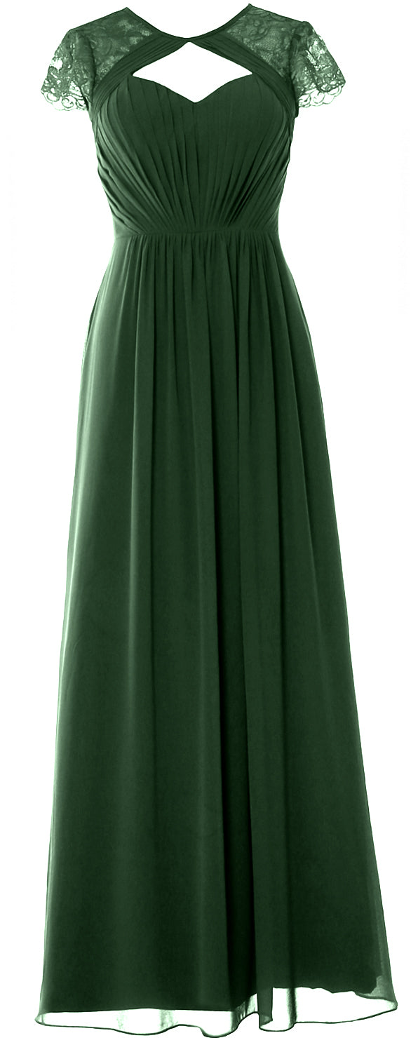 Vestido de dama de honor largo con mangas cortas elegante MACloth 2018 Vestido formal de noche