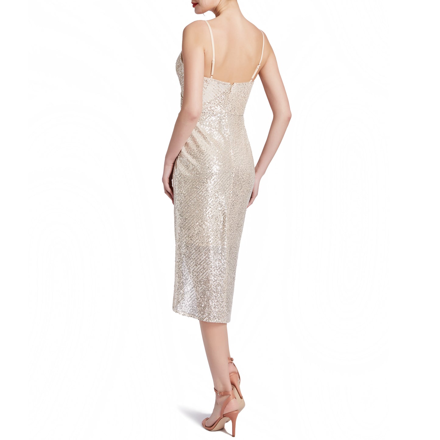 MACloth Women Spaghetti Strap Sweetheart HiLo Wrap Sequin Cocktail Party Dresses