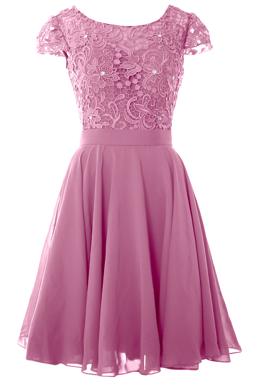 MACloth Women Short Cap Sleeve Lace Wedding Bridesmaid Mother Dresses Homecoming