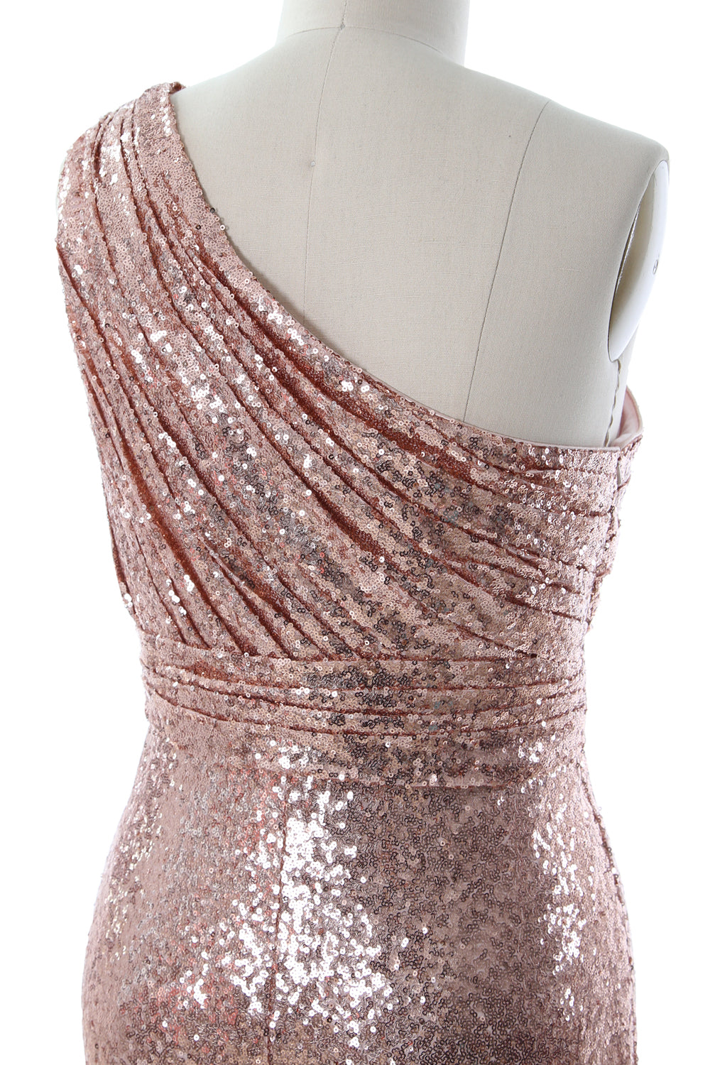 MACloth Damen Brautjungfernkleider One-Shoulder Pailletten Langes formelles Kleid Braut