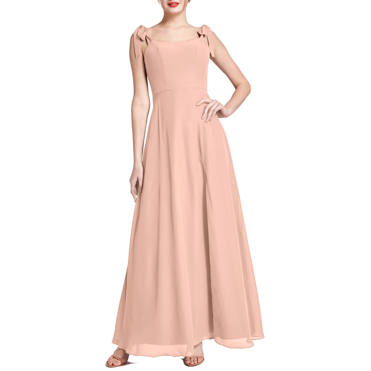 MACloth Damen Chiffon A-Linie Langes, hübsches Brautjungfernkleid für Hochzeit