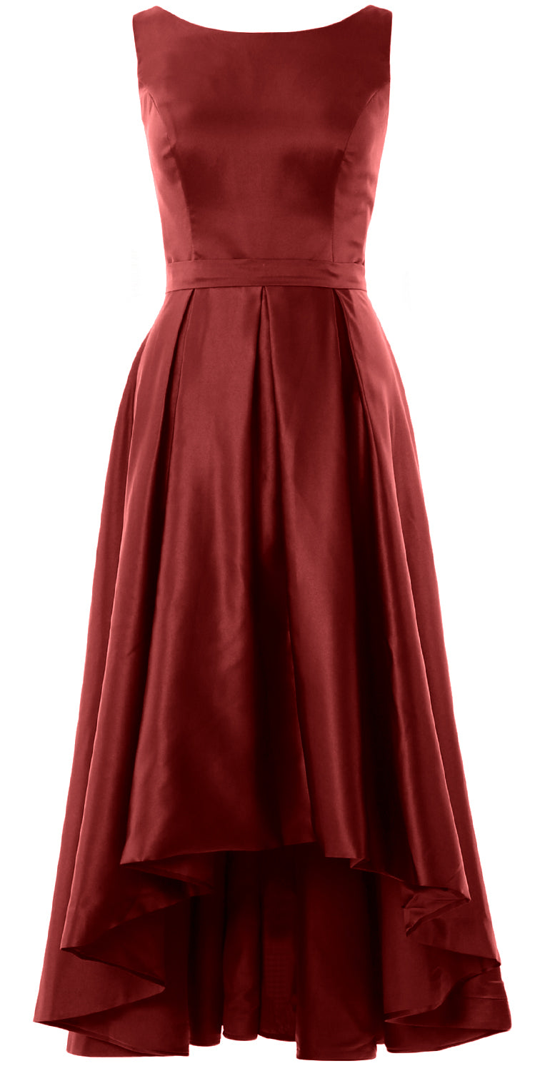 MACloth Hi-Lo Brautjungfernkleider Ärmellos Cocktail Hochzeit Party Abendkleid