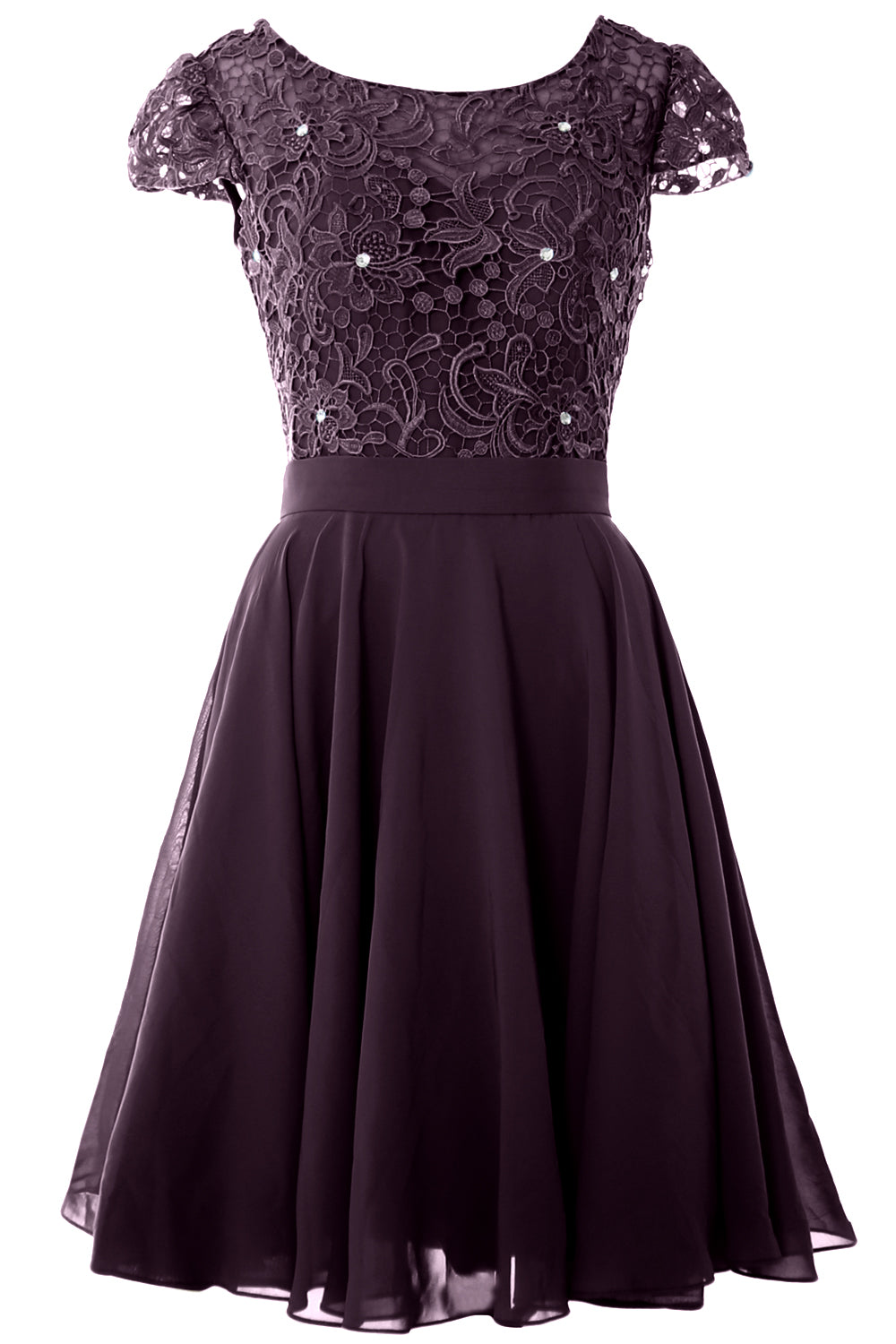 MACloth Women Short Cap Sleeve Lace Wedding Bridesmaid Mother Dresses Homecoming