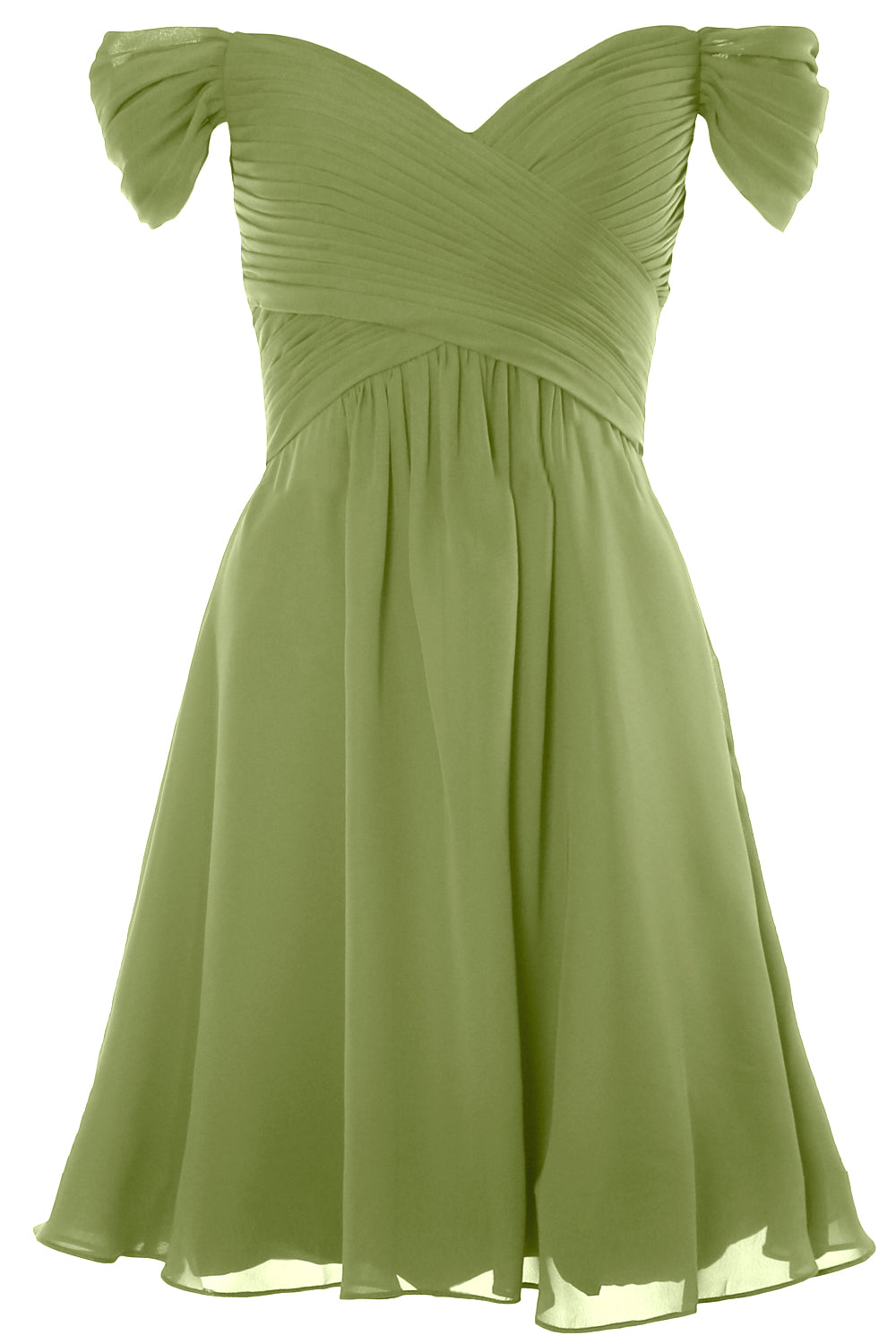 MACloth Damen Schulterfreies, kurzes Brautjungfernkleid für Hochzeit, Party, formelles Kleid