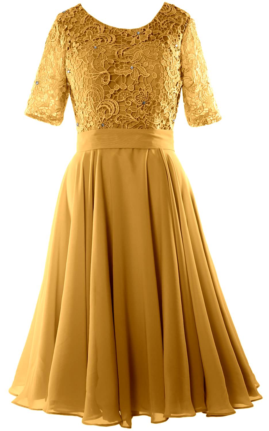 MACloth Women Short Mother Bride Dresses Half Sleeve Wedding Guest Dinner Lace