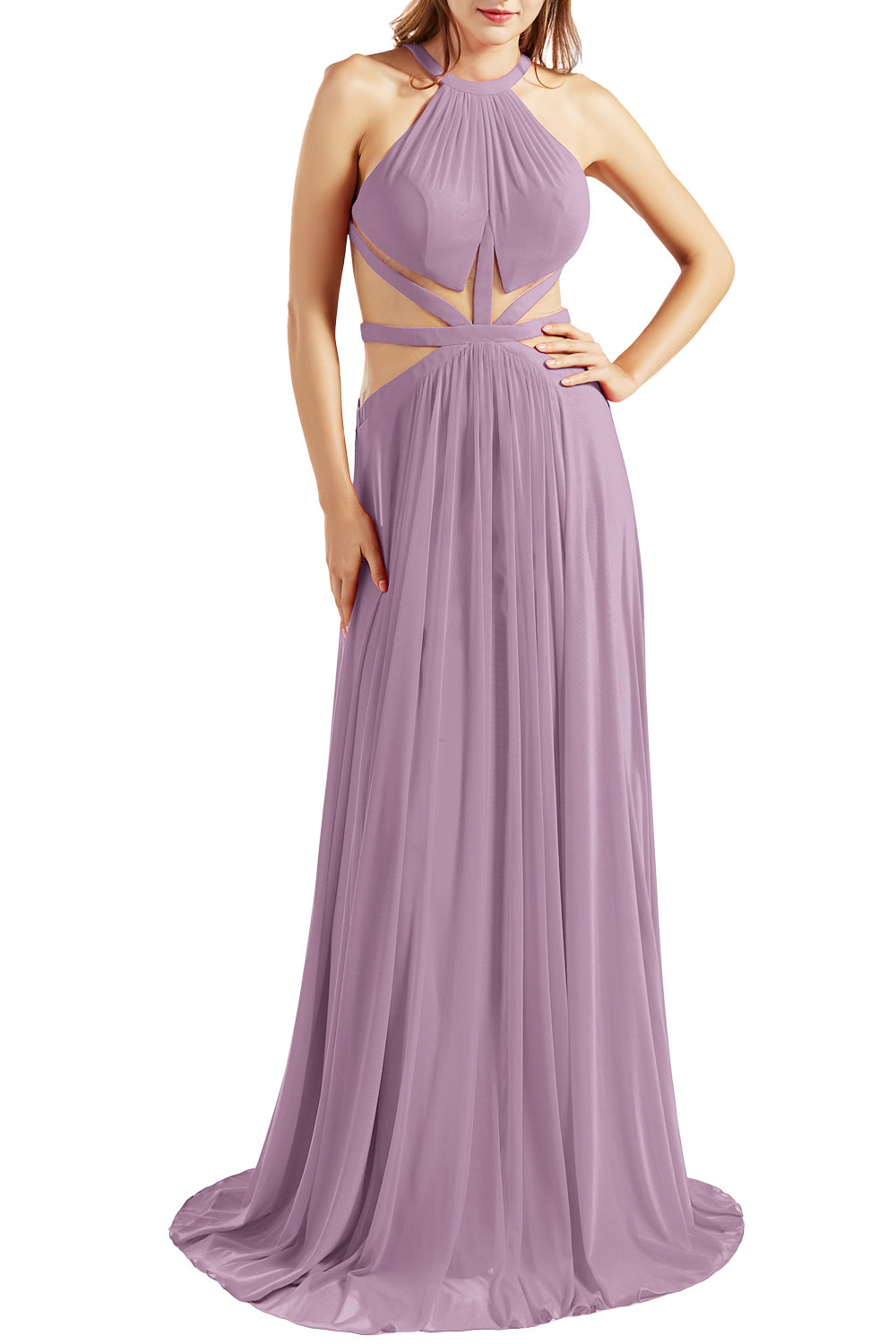 MACloth Damen Neckholder-Ballkleid mit Ausschnitt, formelles Abendkleid für Hochzeit, Party, Ballkleid