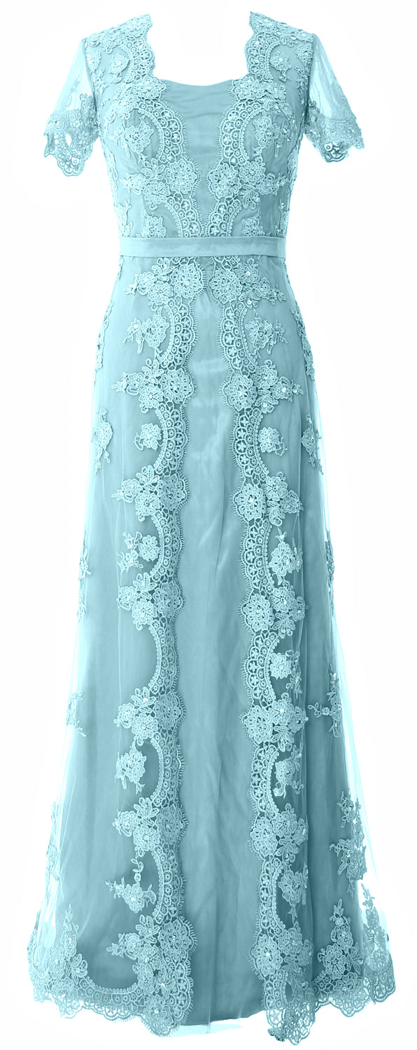MACloth Damen Kleider für die Brautmutter, kurze Ärmel, Spitze, formelles Abendkleid