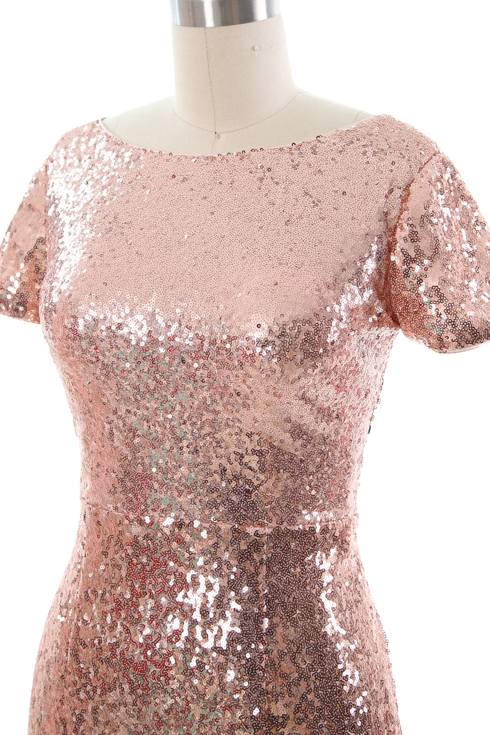 MACloth Damen Kurze Ärmel Knielange Pailletten Brautjungfern Cocktailkleider