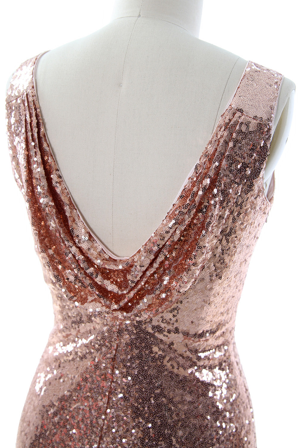 MACloth Women Sequin Long Bridesmaid Dresses Cowl Back Prom Evening Gown Split