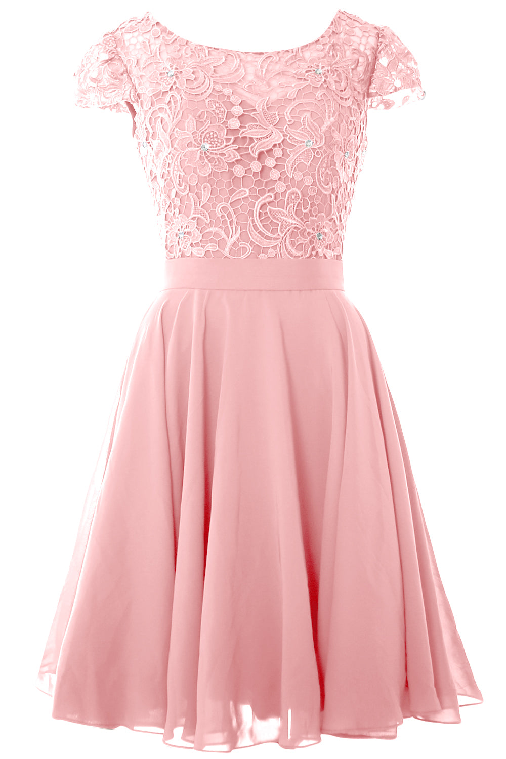 MACloth Women Short Cap Sleeve Lace Wedding Bridesmaid Mother Dresses Homecoming