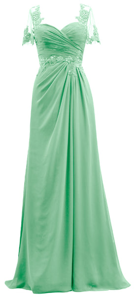 MACloth Women Short Sleeves Lace Formal Evening Gown Maxi Mother of Bride Dress