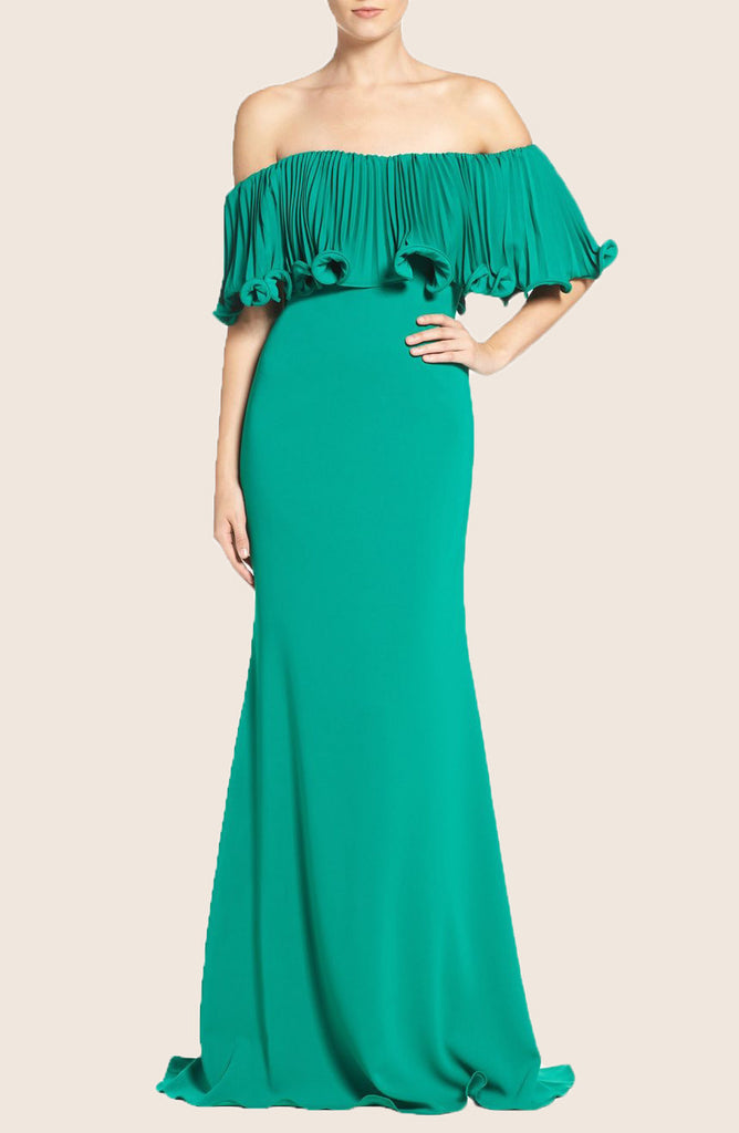 MACloth Off the Shoulder Mermaid Evening Formal Gown Green Prom Dress