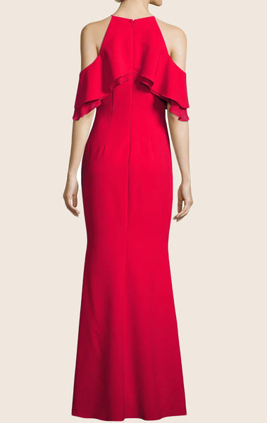 MACloth Off the Shoulder Jersey Maxi Formal Evening Gown Red Prom Dress