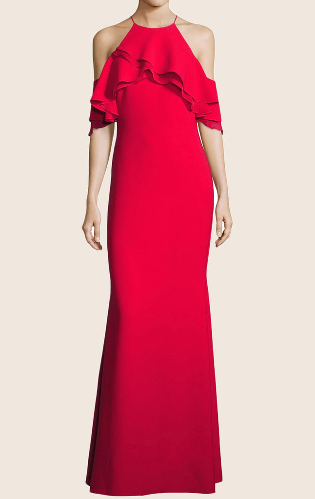 MACloth Off the Shoulder Jersey Maxi Formal Evening Gown Red Prom Dress
