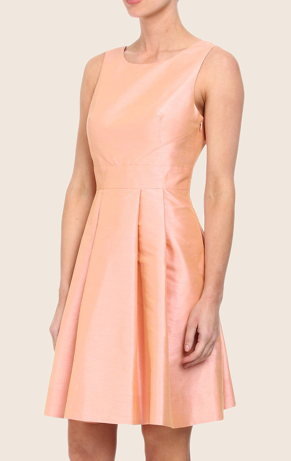 MACloth Straps Open Back Taffeta Cocktail Dress Peach Short Bridesmaid Dress