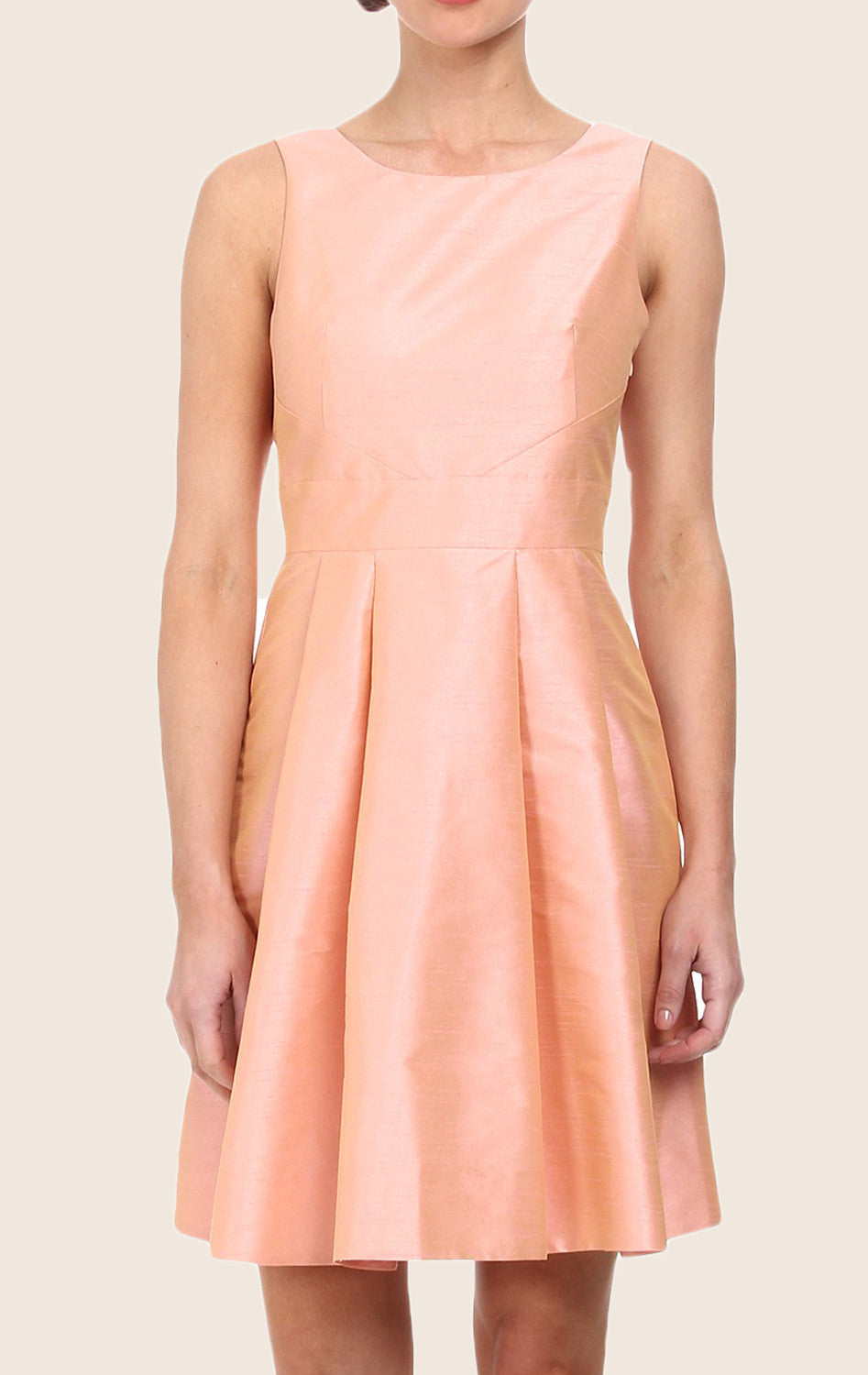 MACloth Straps Open Back Taffeta Cocktail Dress Peach Short Bridesmaid Dress Peach / Tea Length / US14