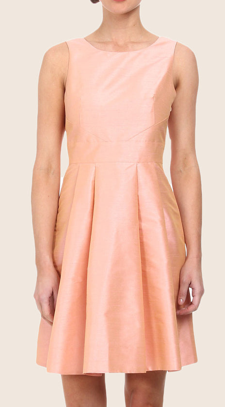 MACloth Straps Open Back Taffeta Cocktail Dress Peach Short Bridesmaid Dress
