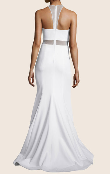 MACloth Mermaid Halter Jersey Prom Dress White Formal Evening Gown