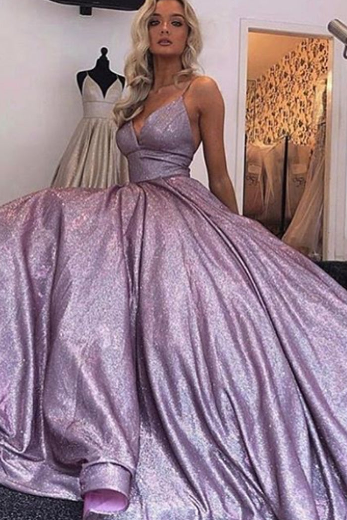 Vestido de fiesta largo con tirantes finos y escote en V de MACloth, vestido de noche formal color moca plateado