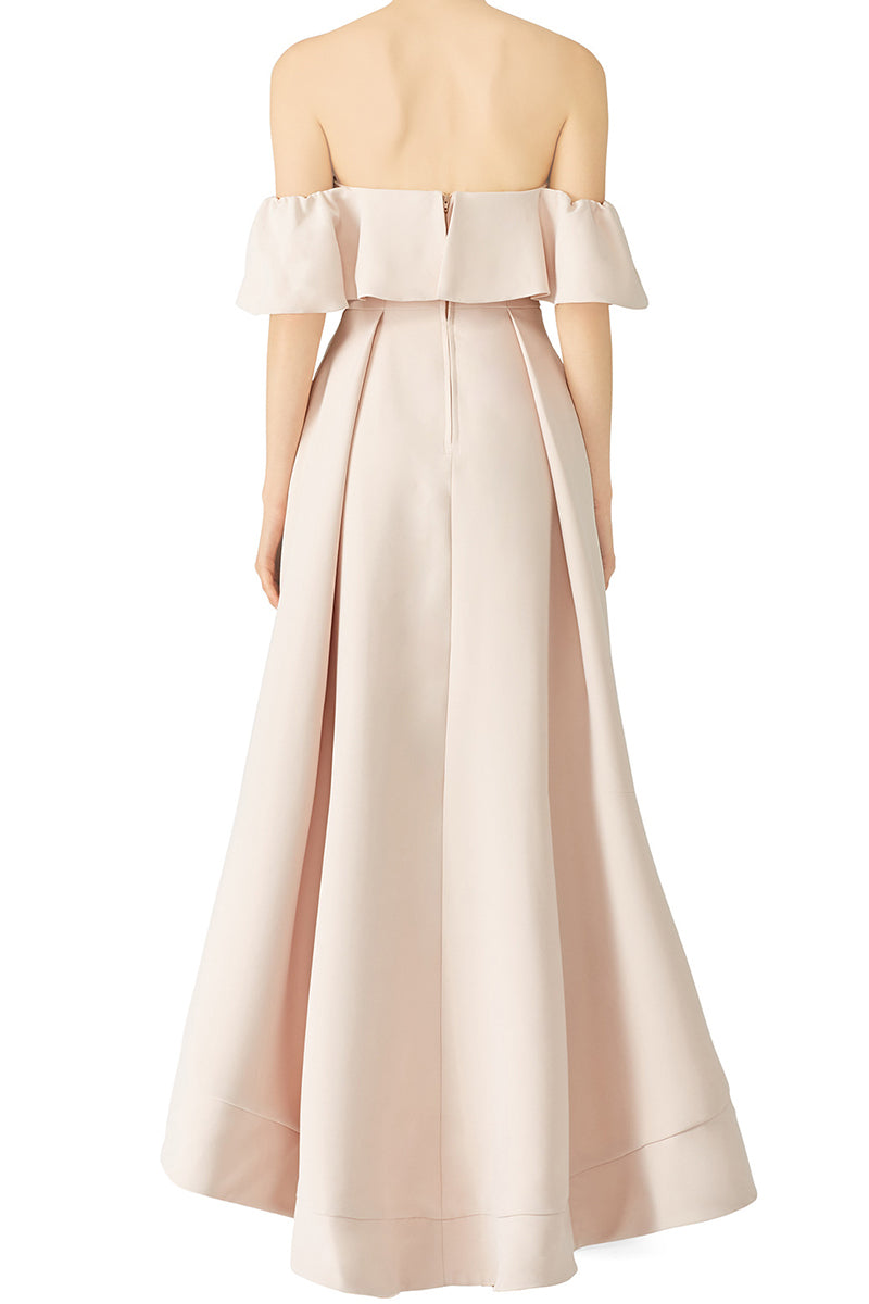 MACloth Off the Shoulder High Low Formales Abendkleid Stahlblau Hochzeitspartykleid