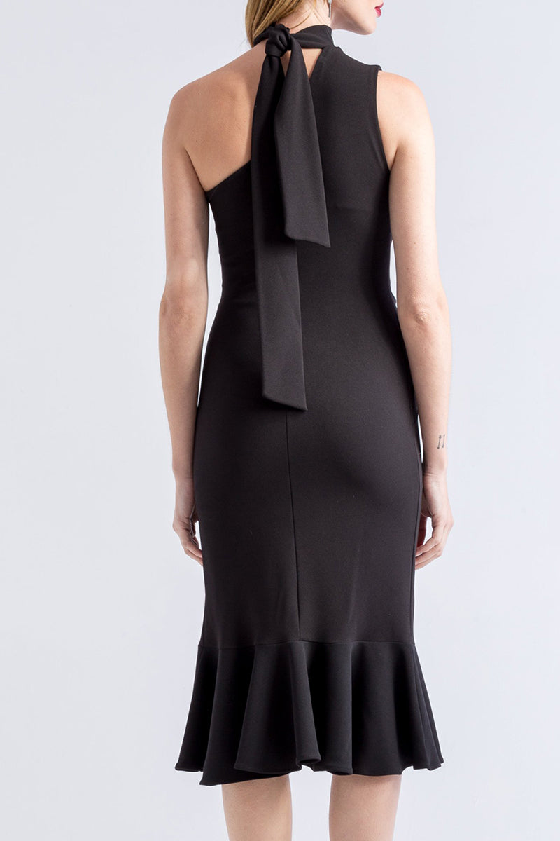 MACloth One Shoulder Sheath Midi Formal Party Dress Red Cocktail Dress