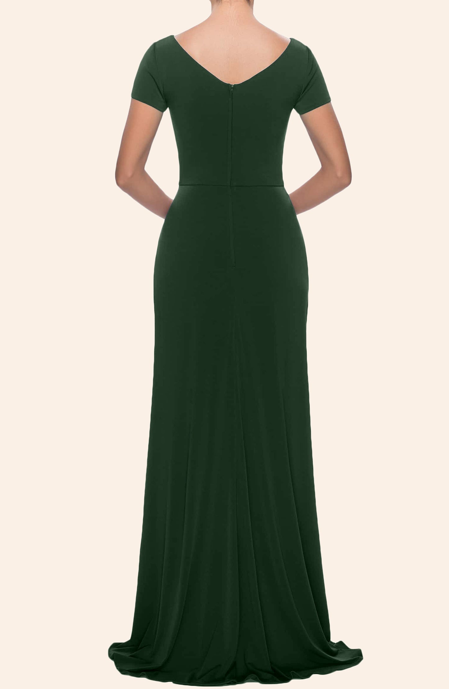 MACloth Cap Sleeves V Neck Jersey Mother of the Brides Dress Burgundy Formal Evening Gown