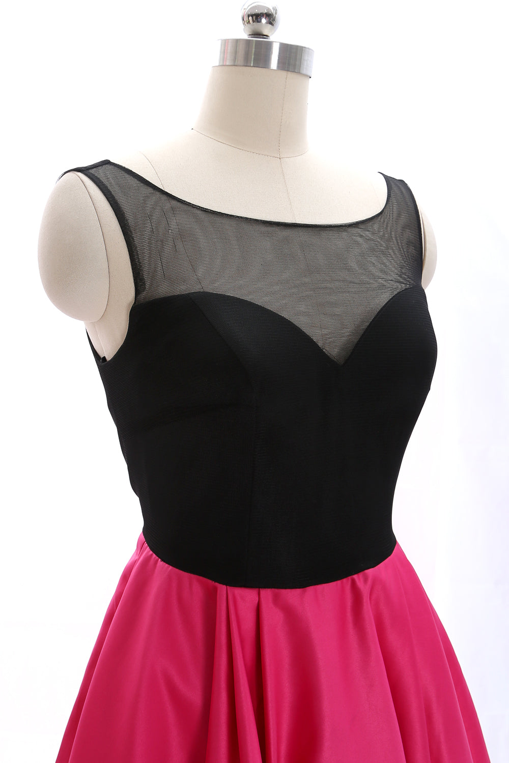 MACloth Träger Schwarz Fuchsia Mini Ballkleid Homecoming Kleid Hochzeit Party Abendkleid