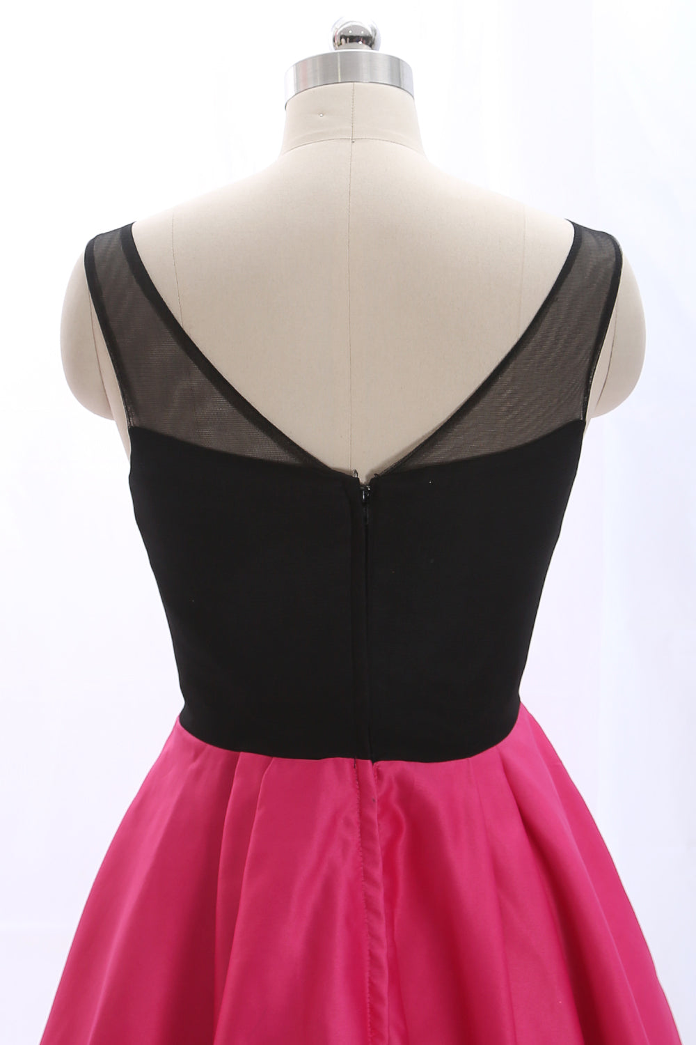 MACloth Träger Schwarz Fuchsia Mini Ballkleid Homecoming Kleid Hochzeit Party Abendkleid
