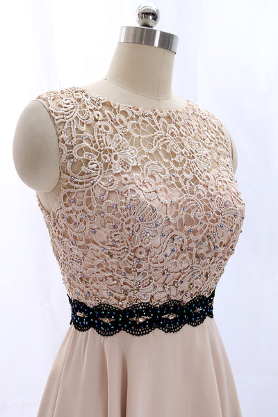 MACloth Straps O Neck Lace Chiffon Vintage Wedding Party Dress Cocktail Formal Dress